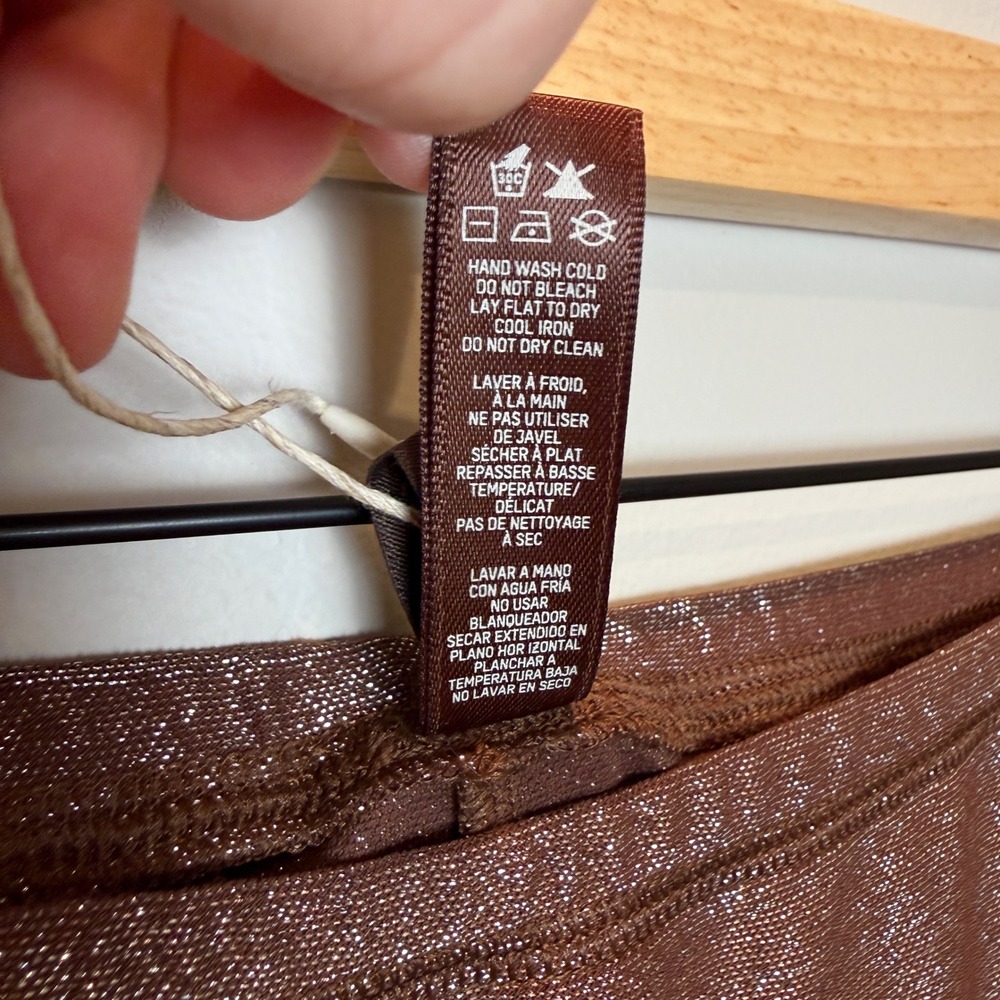 NWT SKIMS XL Cocoa Brown Sparkle Glitter Stretch Leggings High Rise Stretch - Picture 10 of 13